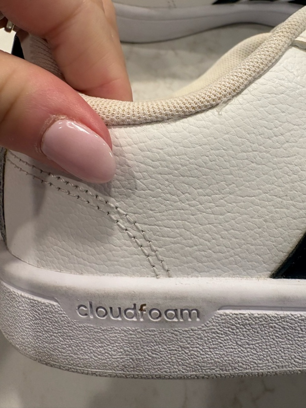 Adidas White Sneakers with Black Three Stripes - Picture 6 of 7